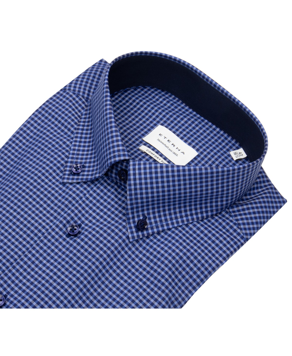 / Button dunkelblau Fit - - - blau Hemd Down Eterna Comfort