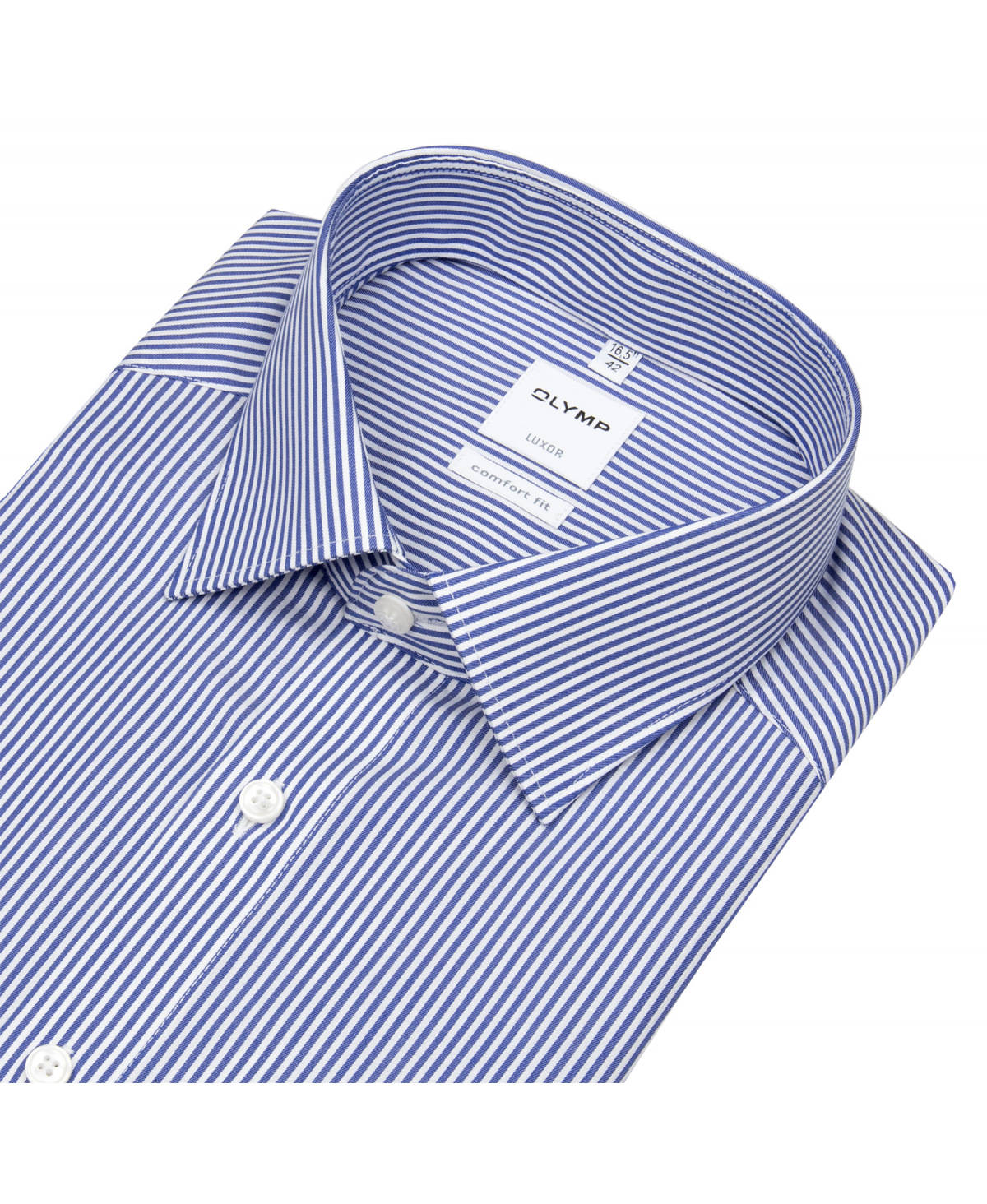 OLYMP Hemd - Luxor - blau Streifen Twill weiß - / Fit Comfort 