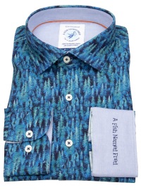 A Fish Named Fred Shirt - Modern Fit - Print - Bäume - Blue