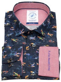 A Fish Named Fred Shirt - Modern Fit - Print - Flugzeuge - Dark Blue