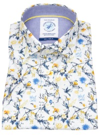 A Fish Named Fred Short Sleeve Shirt - Modern Fit - Print - Blue / Yellow / White - w/o OP