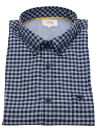 Camel Active Shirt - Regular Fit - Button Down - Fine Checked - Blue