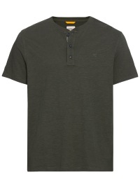 Camel Active T-Shirt - Regular Fit - mit Knopfleiste - Bio Baumwolle - dunkelgrün