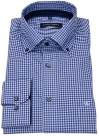 Casa Moda Shirt - Comfort Fit - Button Down Collar - Checked - Dark Blue / Light Blue - w/o OP