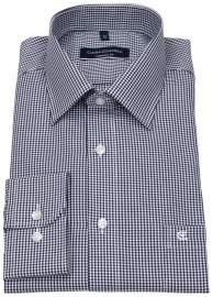 Casa Moda Shirt - Comfort Fit - Kent Collar - Fine Checked - Dark Blue / White - w/o OP