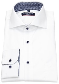 Casa Moda Shirt - Modern Fit - Cutaway Collar - Twill - Contrast Buttons - White