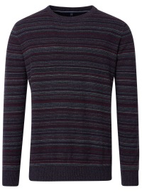 Casa Moda Pullover - Rundhals Ausschnitt - Streifen - rot