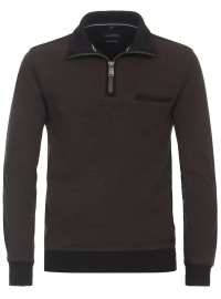 Casa Moda Sweatshirt Pullover - Troyercollar - Structure - Brown