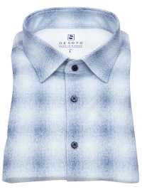 DESOTO Shirt - Slim Fit - Jersey - Kent Collar - Light Blue / Blue