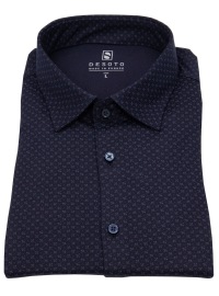 DESOTO Shirt - Slim Fit - Jersey - Kent Collar - Print - Dark Blue