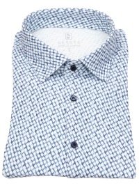 DESOTO Shirt - Slim Fit - Jersey - Kent Collar - Print - Light Blue / Blue