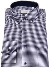 Eterna Shirt - Modern Fit - Button Down - Dark Blue / White - Extra Langer 68cm Sleeve - w/o OP