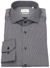 Eterna Shirt - Modern Fit - Kent Collar - Structure - Grey - Extra Long 68cm Sleeve