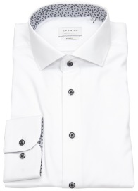 Eterna Shirt - Slim Fit - Cutaway Collar - Structure - Contrast Buttons - White