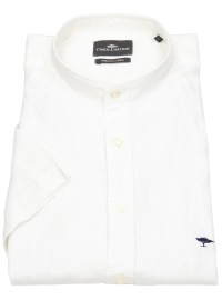 Fynch-Hatton Short Sleeve Shirt - Casual Fit - Leinen - Banded Collar - White