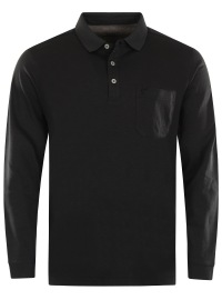 Hajo Poloshirt - Regular Fit - Langarm - Softknit - schwarz