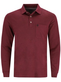 Hajo Poloshirt - Regular Fit - Langarm - Softknit - weinrot