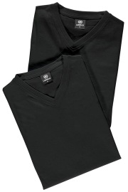 Lerros T-Shirt Two-pack - Regular Fit - V-neck - Black