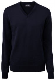 MAERZ Muenchen Pullover - Classic Fit - V-Ausschnitt - Merinowolle - navy