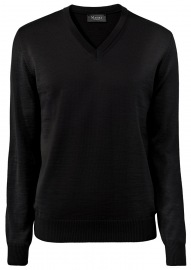 MAERZ Muenchen Pullover - Classic Fit - V-Ausschnitt - Merinowolle - schwarz