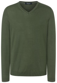 MAERZ Muenchen Pullover - Modern Fit - V-Ausschnitt - grün