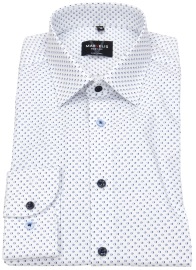 Marvelis Shirt - Body Fit - Kent Collar - Contrast Buttons - White / Dark Blue