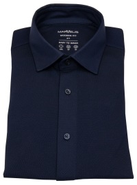 Marvelis Shirt - Modern Fit - Easy To Wear Piqué - Dark Blue - w/o OP