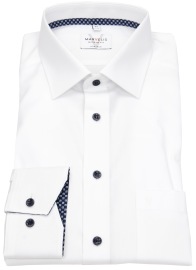 Marvelis Shirt - Modern Fit - Kent Collar - Contrast Buttons - White