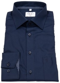 Marvelis Shirt - Modern Fit - Kent Collar - Patch - Dark Blue - Extra Long Sleeve 69cm