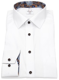 Marvelis Shirt - Modern Fit - Contrast Buttons - White - Extra Long Sleeve 69cm