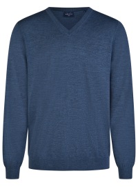 Marvelis Pullover - Merinowolle - V-Ausschnitt - blau