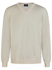 Marvelis Pullover - Merinowolle - V-Ausschnitt - ecru