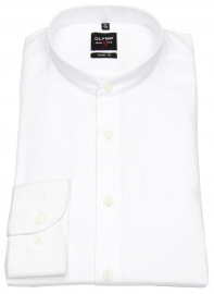 OLYMP Shirt - Level 5 - Banded Collar - Twill - Besonders Opaque - White - w/o OP