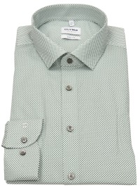 OLYMP Shirt - Level Five Body Fit - Contrast Buttons - Green / White - Extra Long Sleeve 69cm - w/o OP