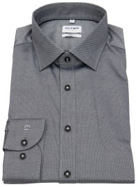 OLYMP Shirt - Level Five Body Fit - Structure - Contrast Buttons - Grey - w/o OP