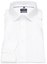 OLYMP Shirt - Luxor Modern Fit - Faux Uni - Structure - White - w/o OP