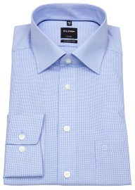 OLYMP Shirt - Luxor Modern Fit - Fine Checked - Light Blue / White - w/o OP