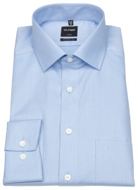 OLYMP Shirt - Luxor Modern Fit - Finetwill - Opaque - Light Blue - w/o OP