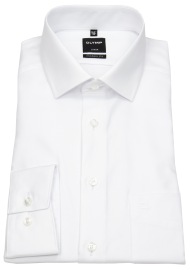 OLYMP Shirt - Luxor Modern Fit - Finetwill - Opaque - White - Extra Long Sleeve 69cm - w/o OP