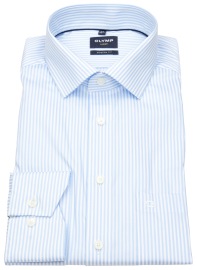 OLYMP Shirt - Luxor Modern Fit - Striped - Light Blue / White