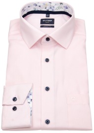 OLYMP Shirt - Modern Fit - Kent Collar - Structure - Contrast Buttons - Rose