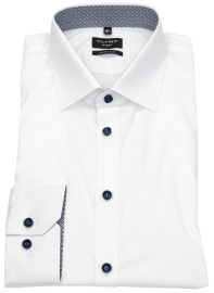 OLYMP Shirt - No. Six Super Slim - Kent Collar - Contrast Buttons - White