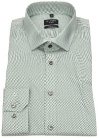 OLYMP Shirt - No. Six Super Slim - Contrast Buttons - Green / White