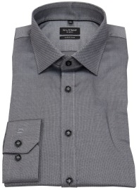 OLYMP Shirt - No. Six Super Slim - Structure - Contrast Buttons - Grey