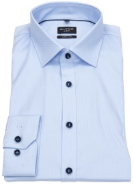 OLYMP Shirt - No. Six Super Slim - Structure - Contrast Buttons - Light Blue