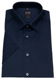 OLYMP Short Sleeve Shirt - Level Five Body Fit - Dark Blue - w/o OP