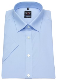 OLYMP Short Sleeve Shirt - Level Five Body Fit - Light Blue - w/o OP