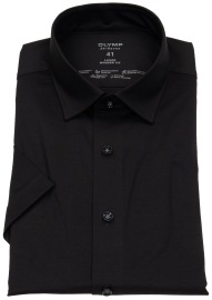 OLYMP Short Sleeve Shirt - Modern Fit - 24/7 Flex Jersey - Black - w/o OP