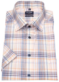 OLYMP Short Sleeve Shirt - Modern Fit - Under Button Down - Checked - Multicolored - w/o OP