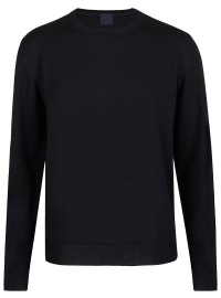 OLYMP Pullover - Regular Fit - Merinowolle - Rundhals - schwarz